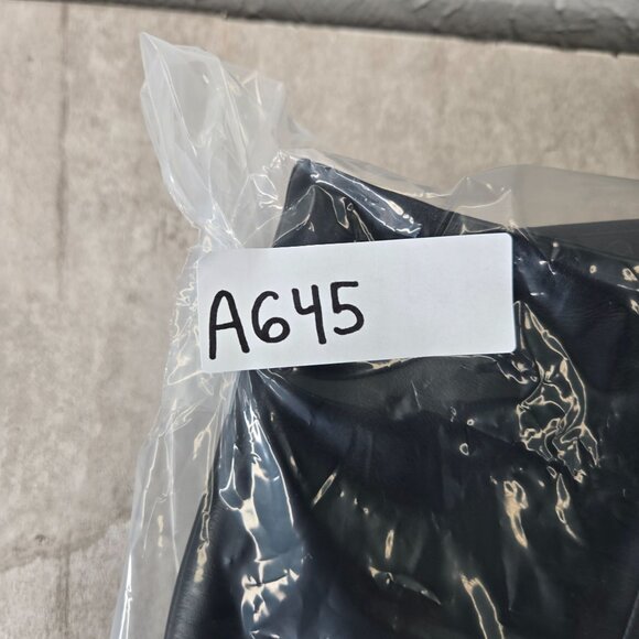 Black Leather Tall Heeled Boots Knee High Block Heel Square Toe Minimalist Chic - Picture 14 of 15